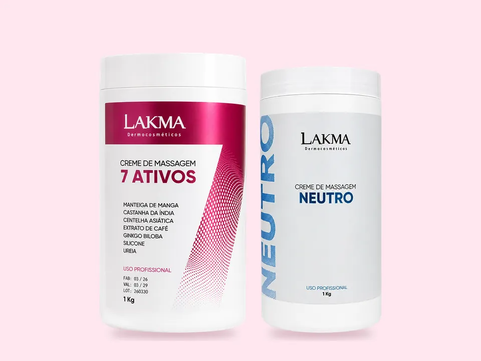Cremes de massagem 7 Ativos e Neutro Lakma, em 1 kg